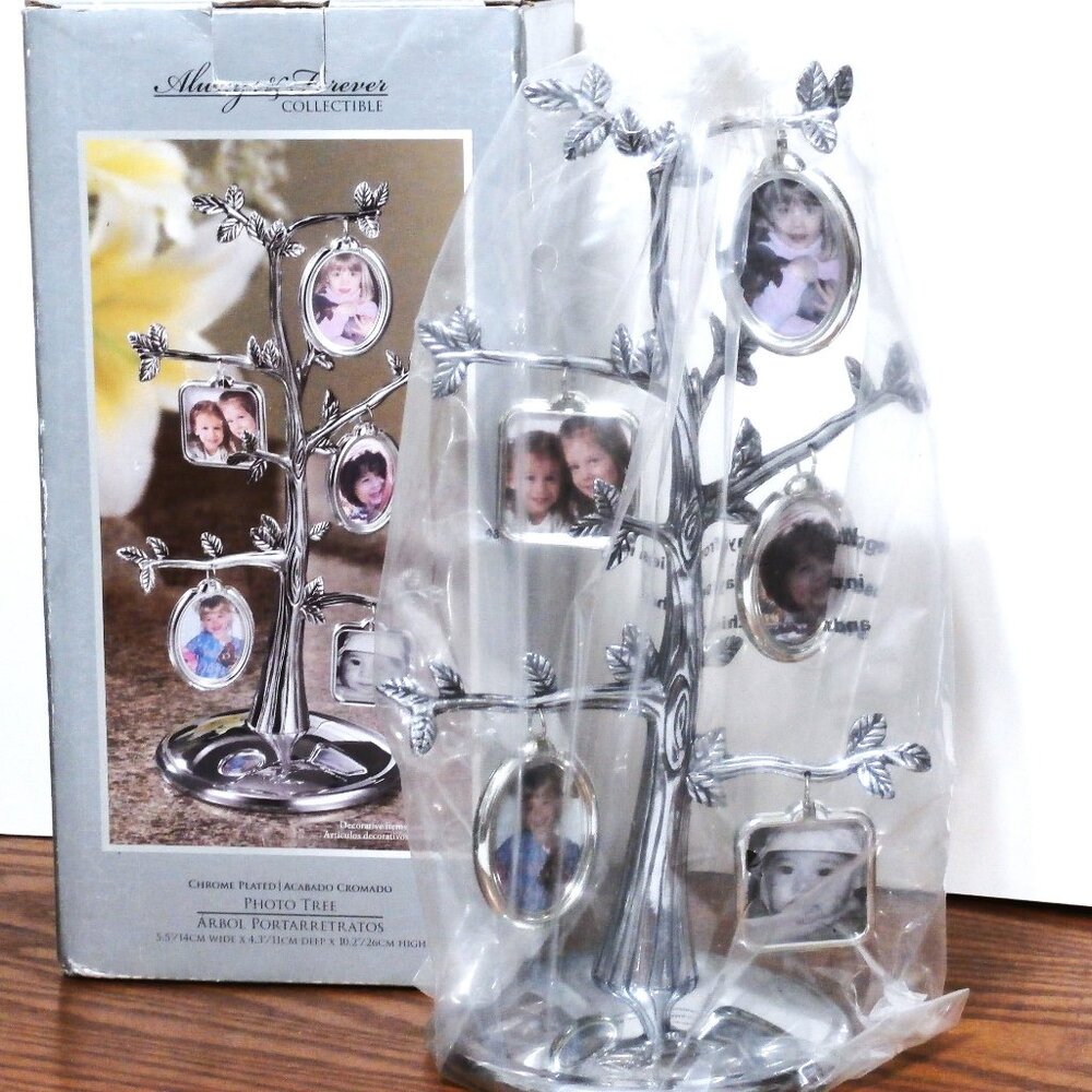 Always & Forever Collectible Chrome Plated Photo Tree ~ New!